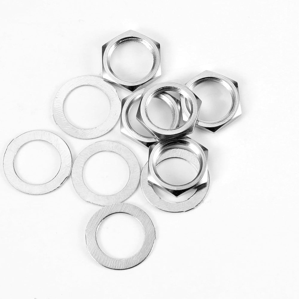 10 Pcs Guitar Input Output Jack Socket Nut and Washer, US Thread 3/8" Guitar ...