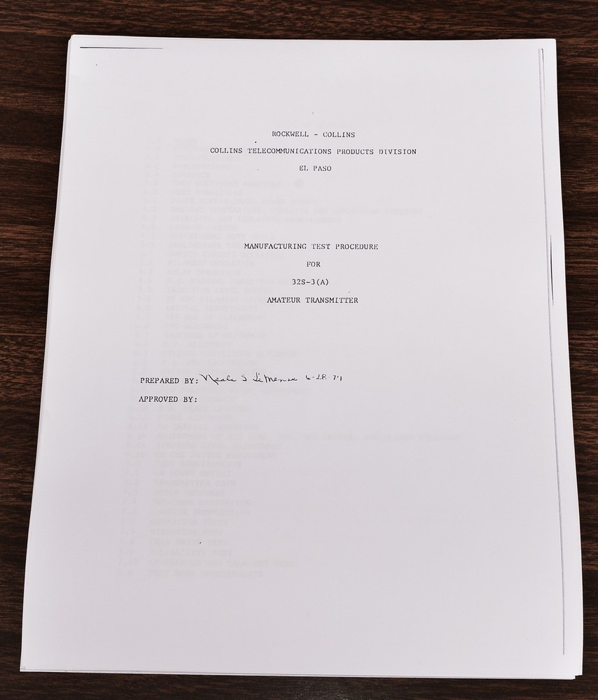 COLLINS MANUFACTURING TEST PROCEDURE FOR 32S-3(A) AMATEUR TRANSMITTER