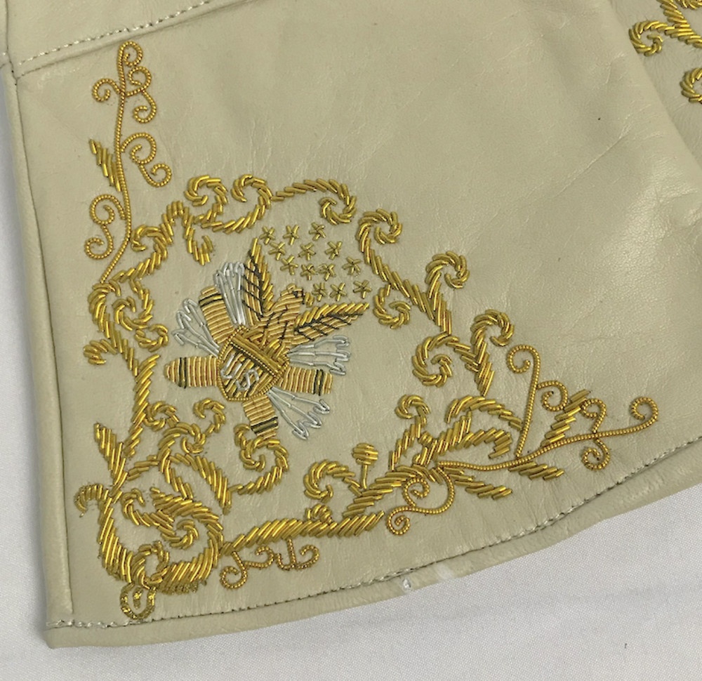 Buff Colored Embroidered Artillery Gauntlets - Size XL