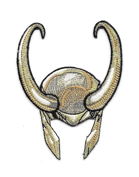 Marvel Comics Loki Helmet Embroidered Die Cut Patch Thor 3.5"