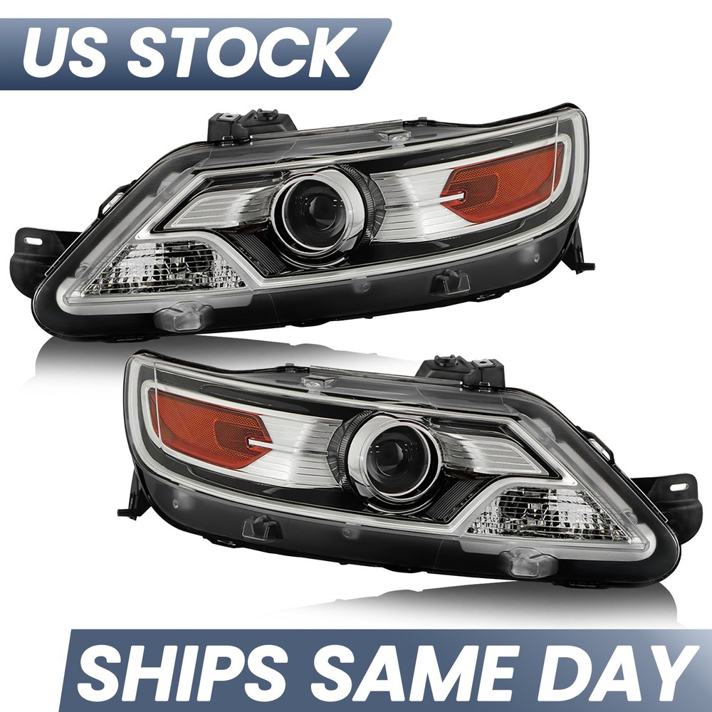 Halogen Headlight For 2010-2012 Ford Taurus Projector w/ Bulbs Left+Right Pair