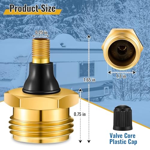 2 Pack Brass RV Blow Out Plug, Heavy Duty Winterization Tool Compatible with