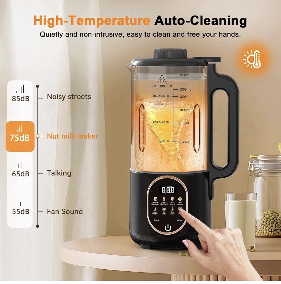50oz Automatic Nut Milk Maker Almond Milk Machine with Delay Start Keep Warm