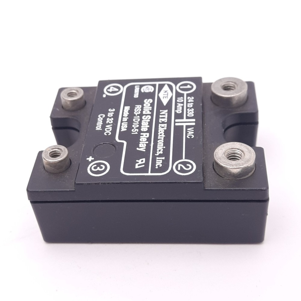 NTE Electronics RS3-1D10-51 Solid State Relay, 330VAC 10A Max, 3-32VDC Control