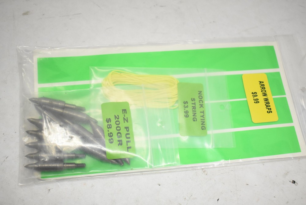 Arrow Wraps Green Set W/ EZ Pull 200GR Points Nock Tying String Archery Neon