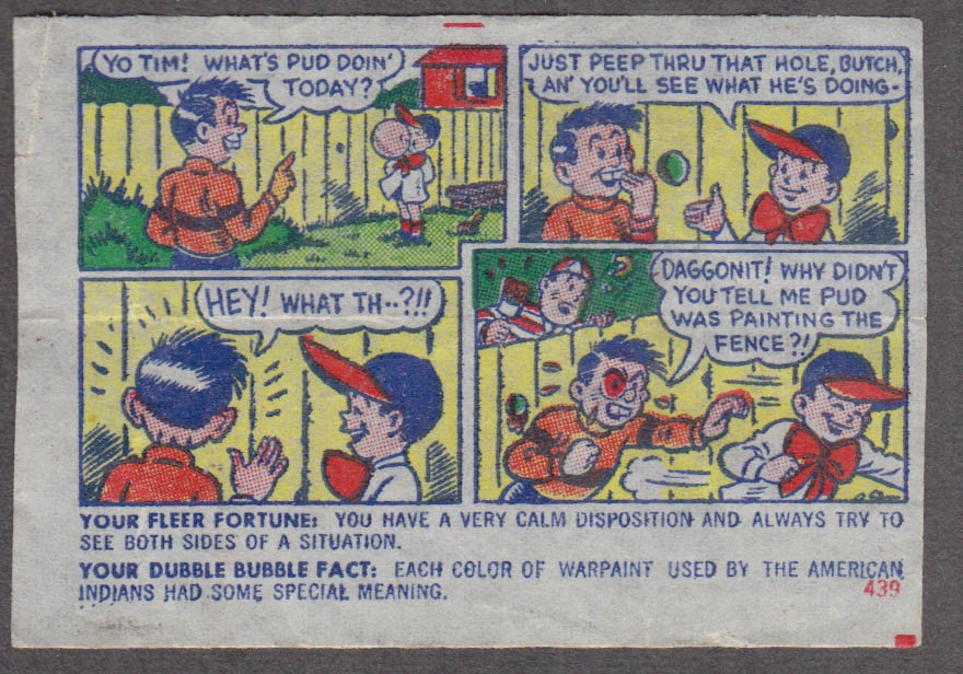 Fleer Dubble Bubble bubblegum comic featuring Pud 1950s #439