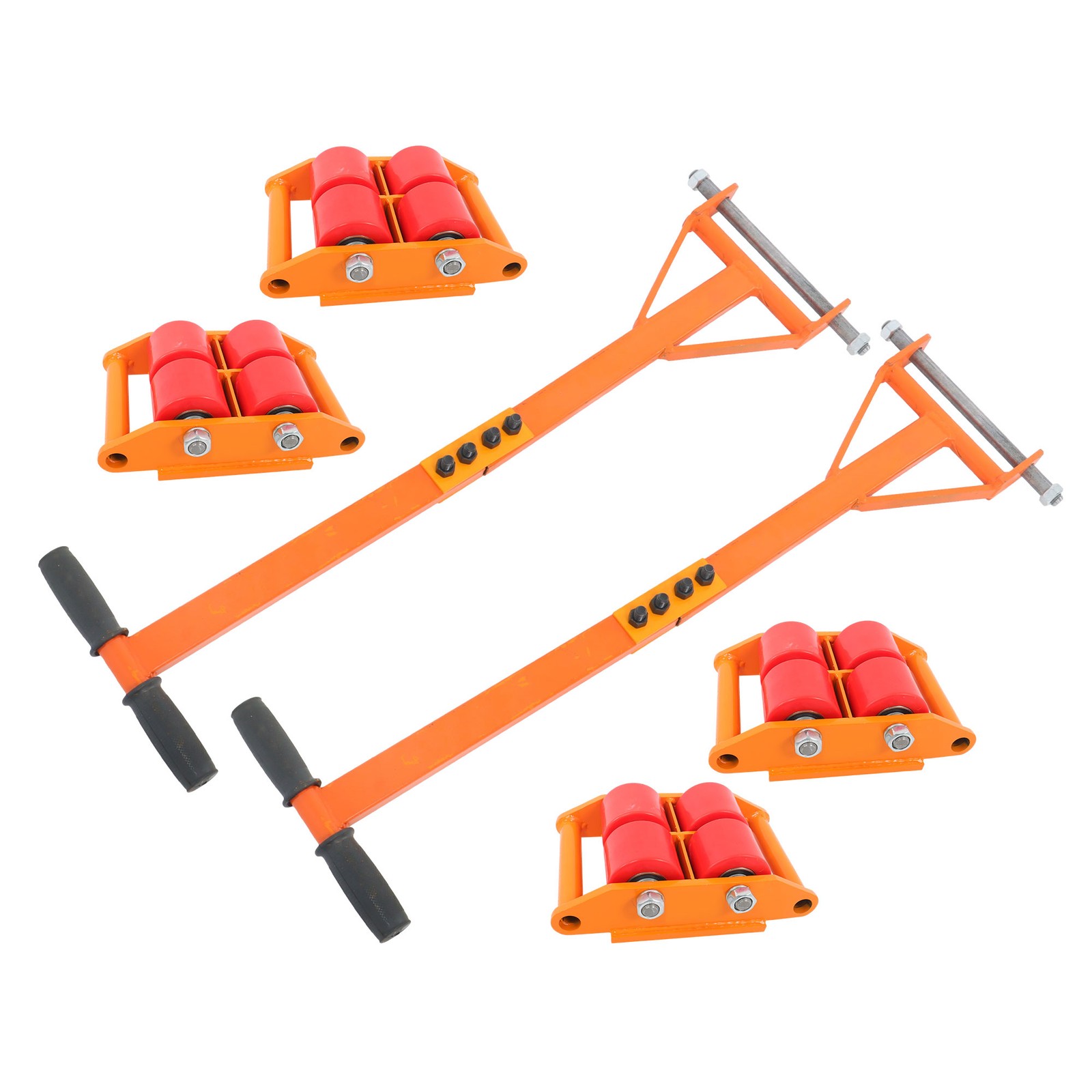 4 Pcs Heavy Duty Machinery Skates Dolly 6T/13200Lbs With Handle 360° Rotation
