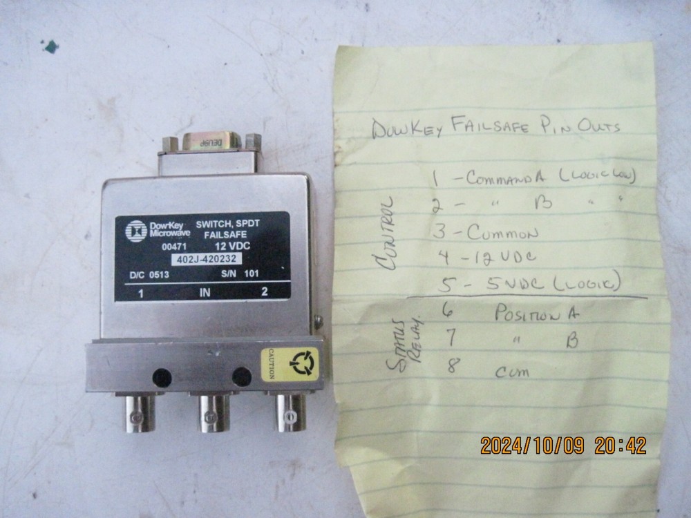 DOWKEY MICROWAVE RF RELAY 12VDC LOGIC CONTROLLED  BNC  SPDT
