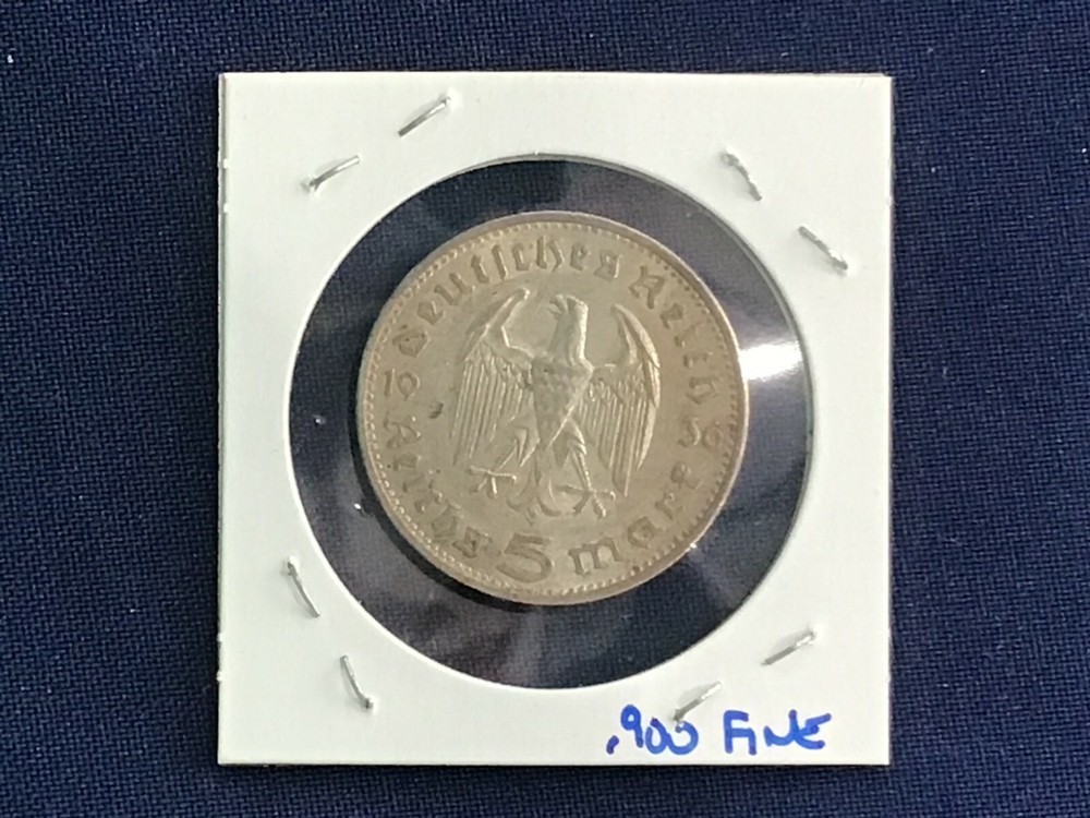 1936-A Germany Silver 5 Reischmark E7739
