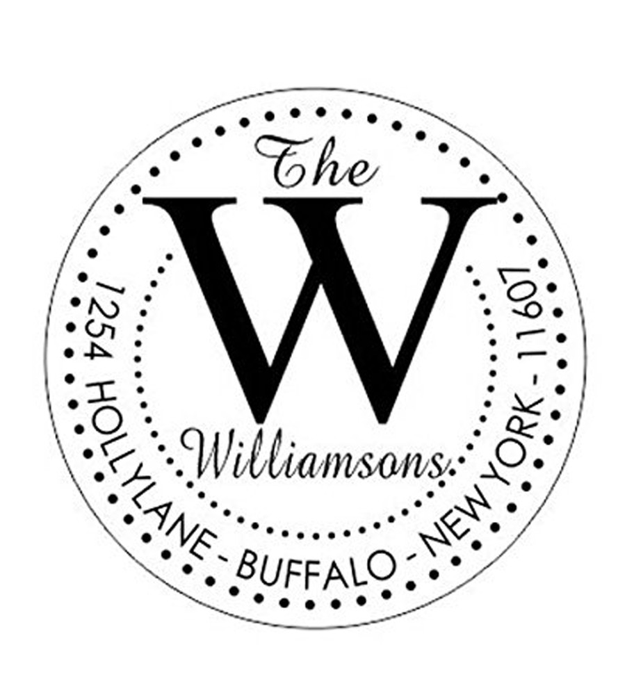 Customaized Designer Round Self ink Stamp with Name / Address with Monogram