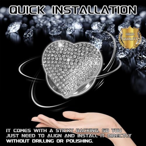 Heart Shape Car Engine Start Button Cover, Sparkly Rhinestone Ignition White