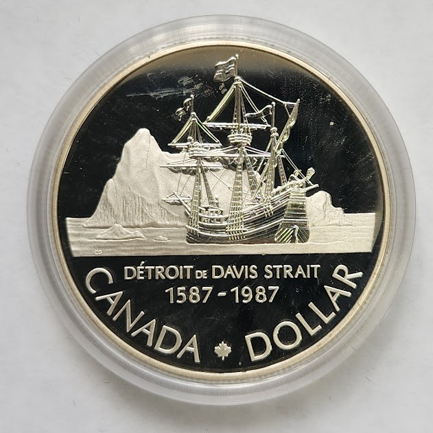 1987 Detroit De Davis Strait .500 Proof Silver Dollar