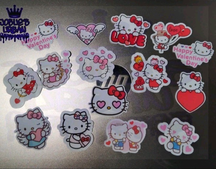 15pcs Valentines Day Kitty Glossy Stickers
