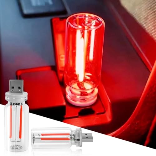 2PCS USB Car LED Interior Lights, Mini Ambient Lighting Accessories, Touch Red