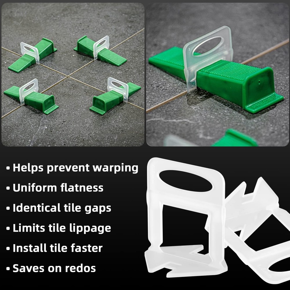 1/16” Tile Leveling System Spacers 2000 PCS Tile Leveling Clips Kit Preven