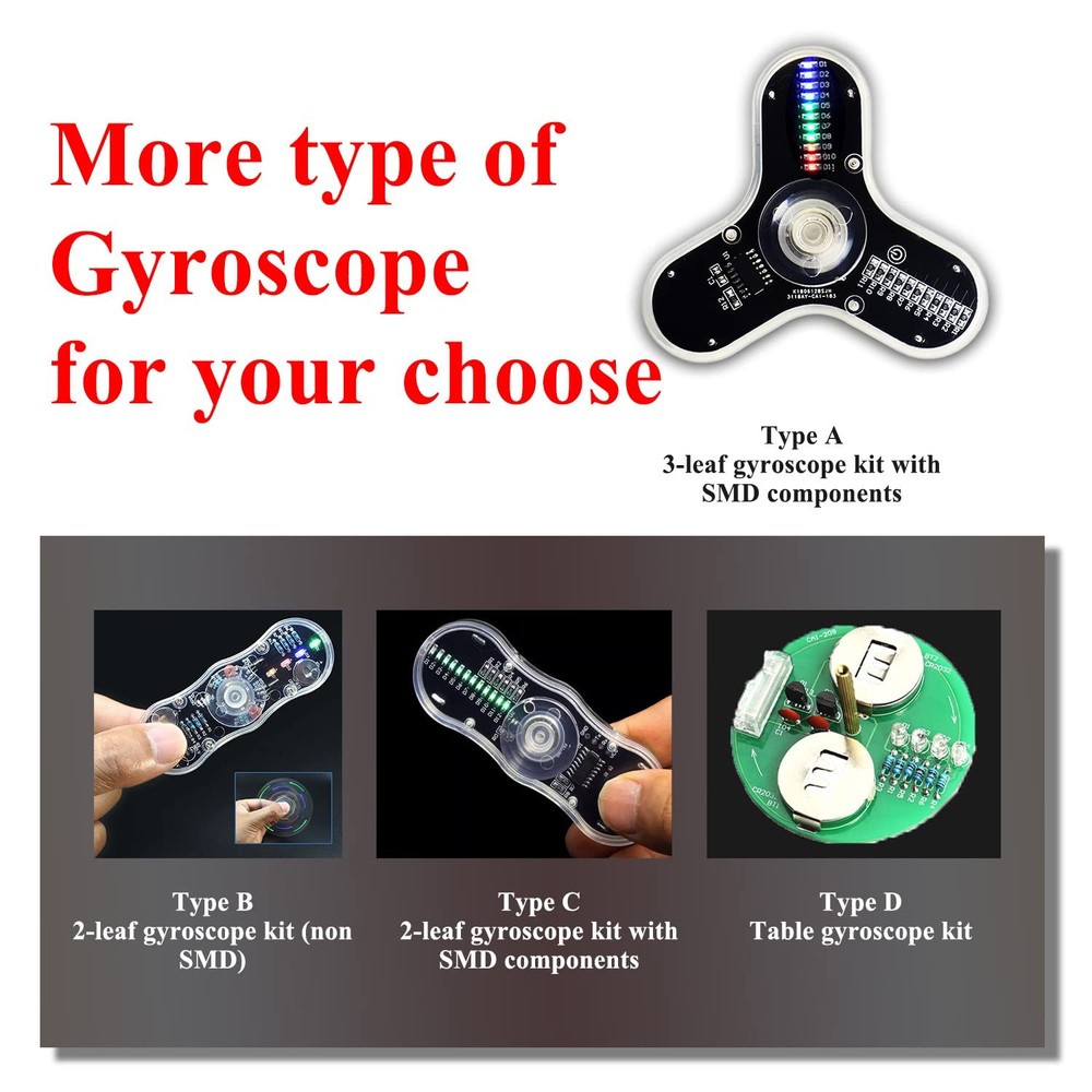 Ing Practice Kit 3 Leaves Led Rotating Gyroscope Diy Kit Ing Project Electronics