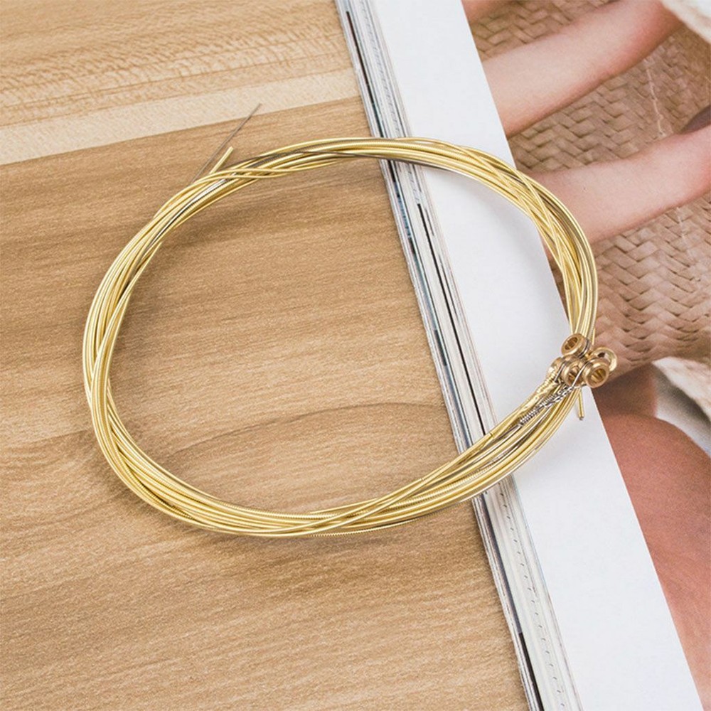 6PCS Acoustic Guitar Strings 1st-6th String Steel Strings Replacement Gold Set
