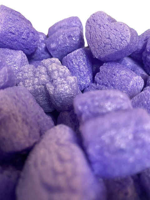 FunPak Packing Peanuts Purple Hearts MiniPack .6 cu ft Biodegradable