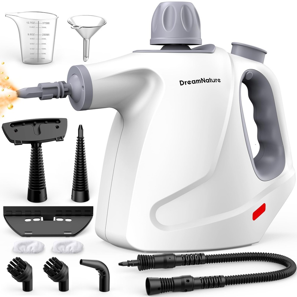 DREAMNATURE MULTI-SURFACE HANDHELD PRESSURIZED STEAM CLEANER - 15.2OZ - GRAY
