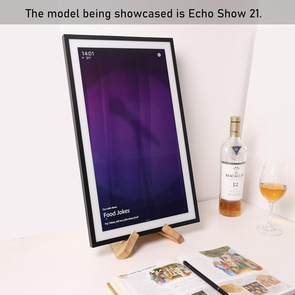 Solid Wood Tablet Computer Stands Compatible for Echo Show 15,Echo Show 21,Suppo