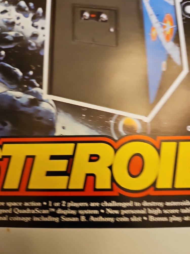 1979 Original ASTEROIDS Atari Arcade Game Brochure Advertising Flyer Authentic