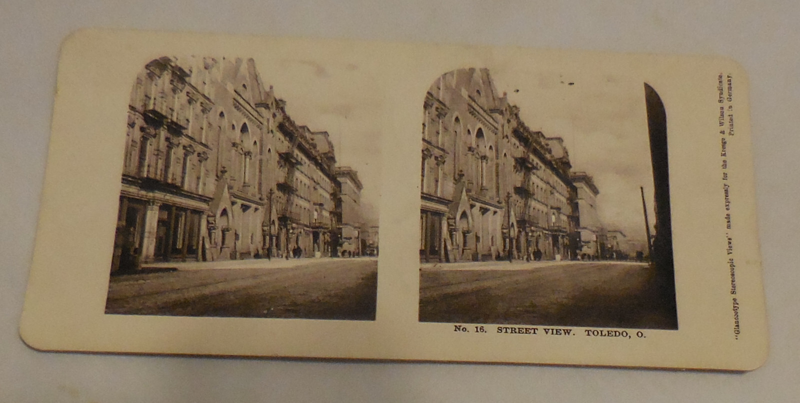 1 antique Street View Toledo Ohio stereoview card Black and white VTG