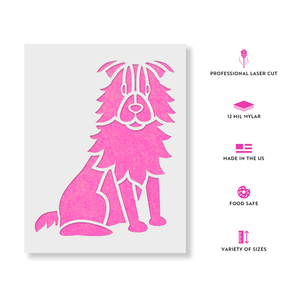 Cartoon Australian Shepherd Stencil