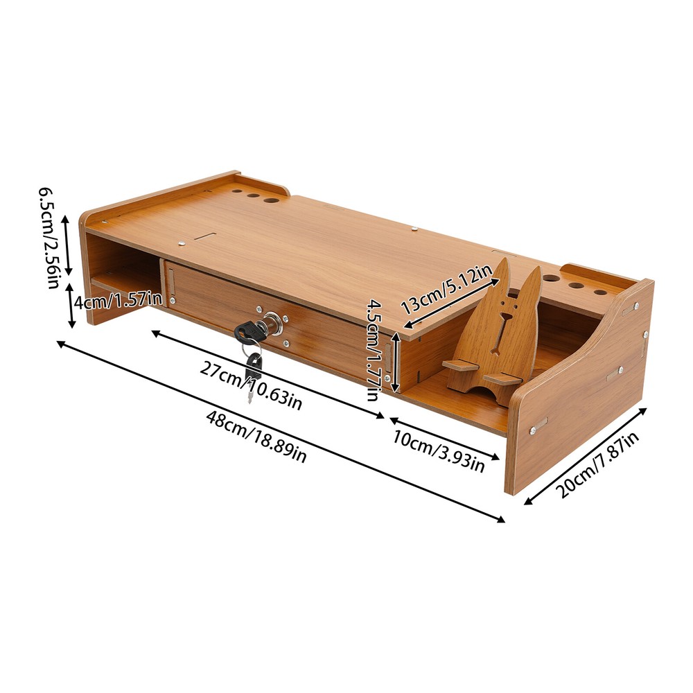 Monitor Stand Riser, Computer Laptop Riser Shelf with Lockable Organizer Drawers