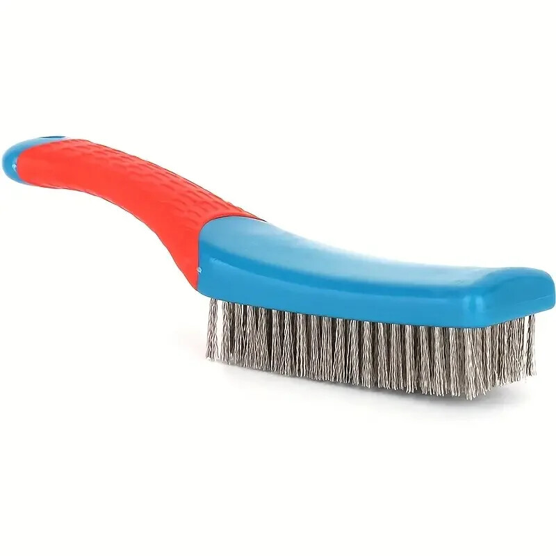 Heavy-Duty Wire Brush with Stainless Bristles & Plastic Handle for Rust Removal