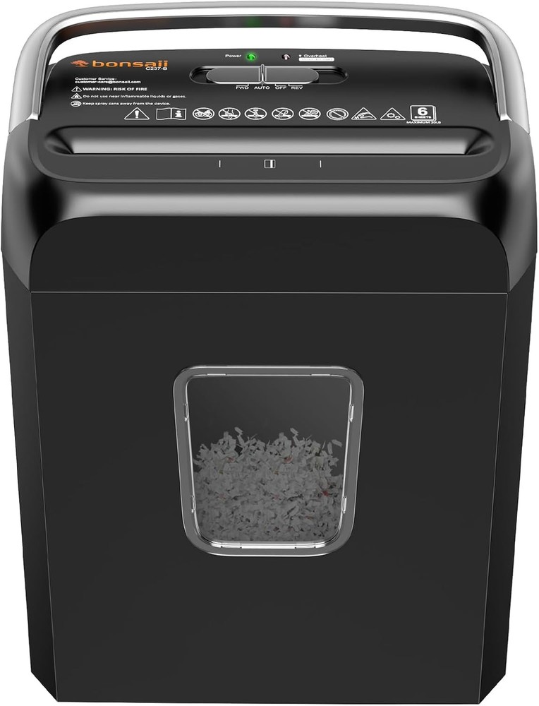 6-Sheet Micro-Cut Paper Shredder P-4 High-Security Home & Small Office Use
