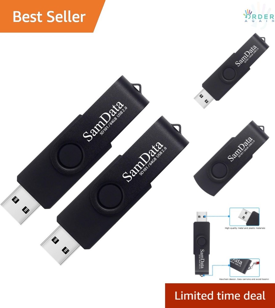 USB Flash Drives 64GB 2 Pack High-Speed Storage Memory for Backup Data