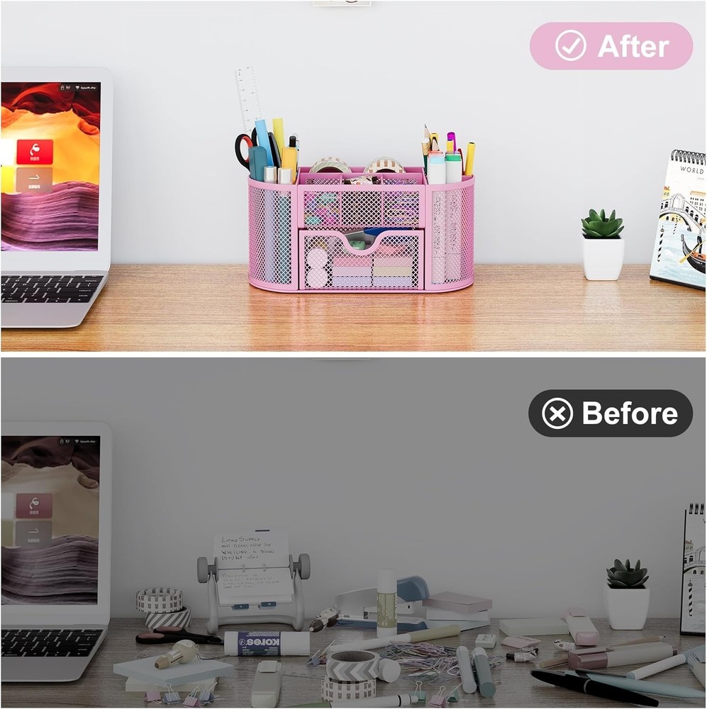 Practical & Elegant Desk Caddy with 9 Compartments – A Must for Every Workspace