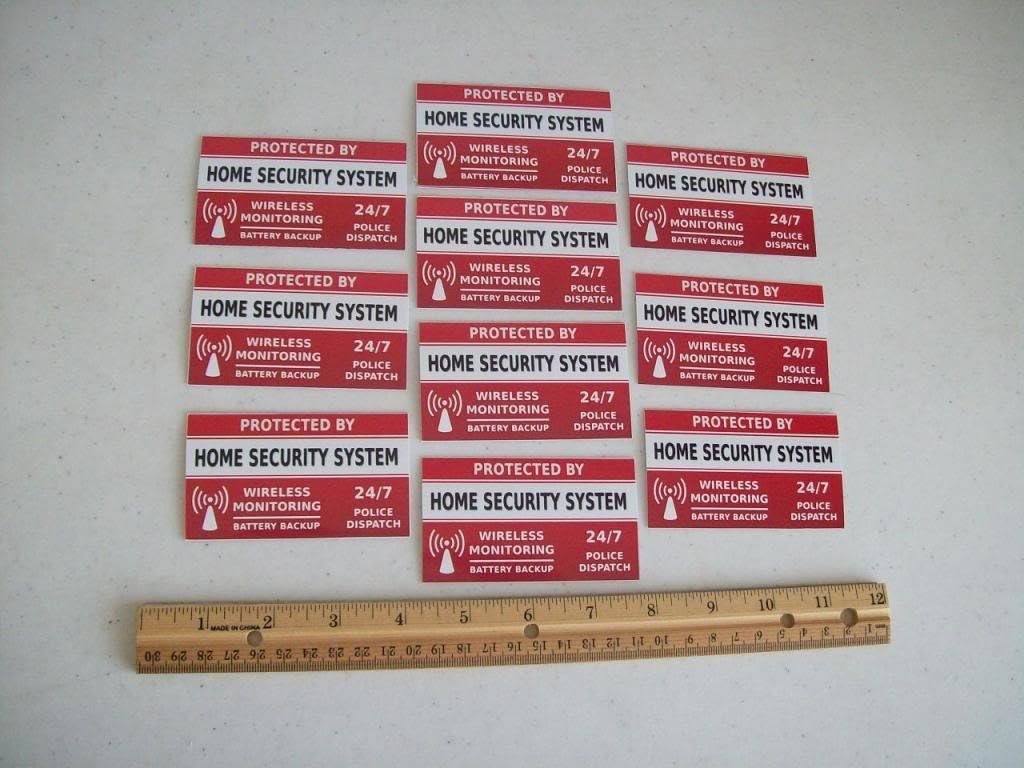 10 Home Security System Window Decals Stickers - Stock # 704