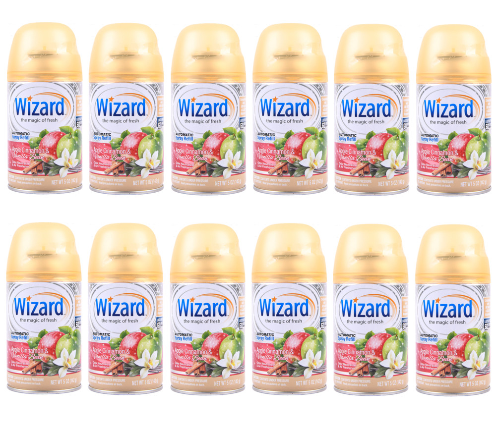 12 Wizard Automatic Spray Refills Apple Cinnamon & Vanilla Bean 5 oz (See Note)