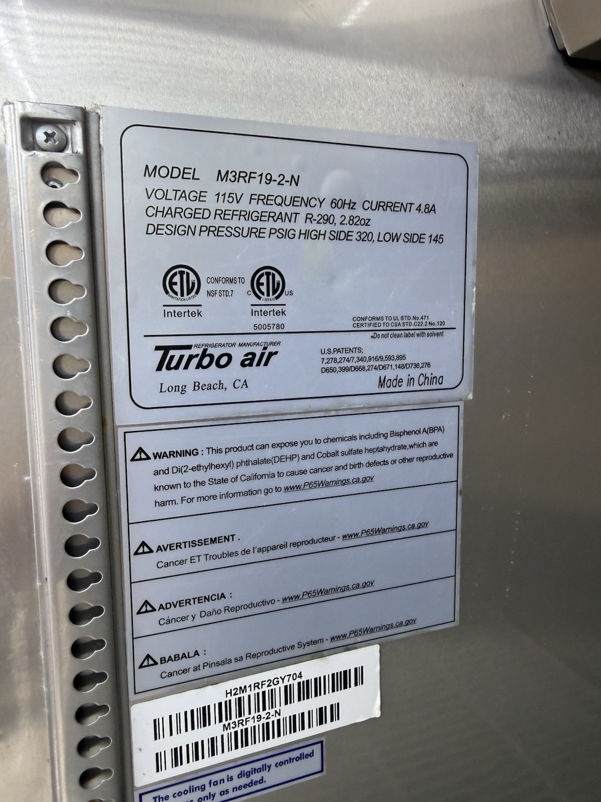 Commercial refrigerator and freezeand freezer TurboAir