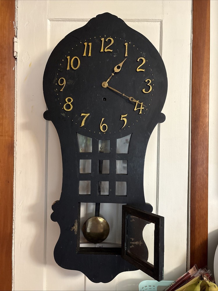 Antique c1908 Sessions RareMission Oak Wall Clock Running Original
