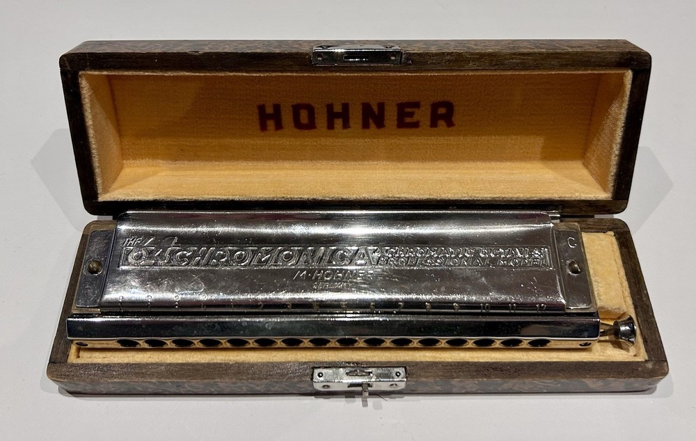 Vintage Hohner 64 Chromonica professional model With Original case