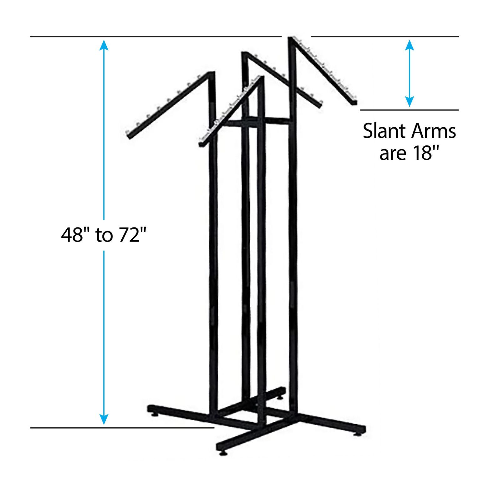 SSWBasics Black 4 Way Adjustable Clothing Rack with Slanted Arms - Retail