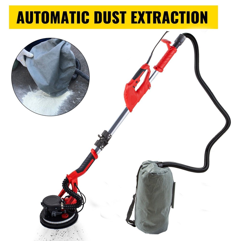 Variable Speed Drywall Sander 850W w/ Telescoping Handle LED Light & Vacuum Bag