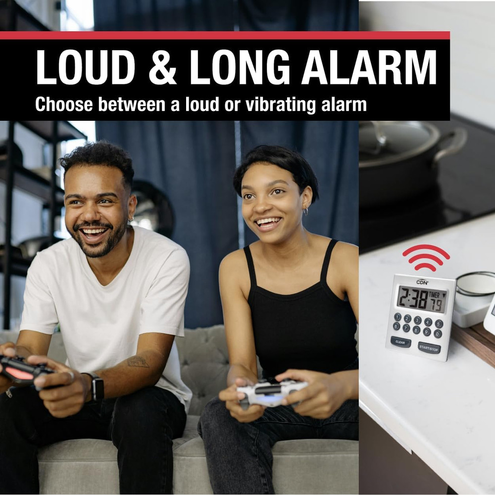 Direct Entry 2- Alarm Digital Kitchen Timer | Counts up & Down, 10 Hours by Hour