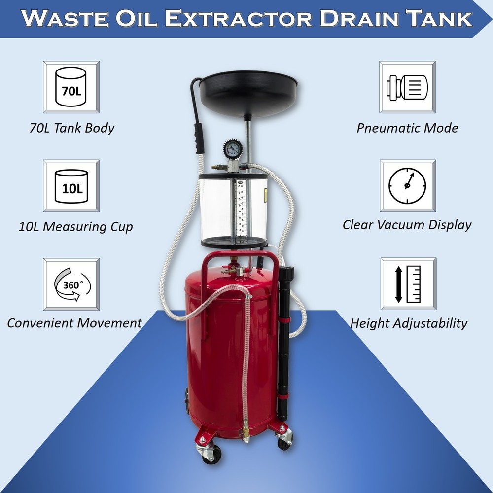 Pneumatic Waste Engine Oil Extractor Drainer Tank Extraction Drainage Machine US