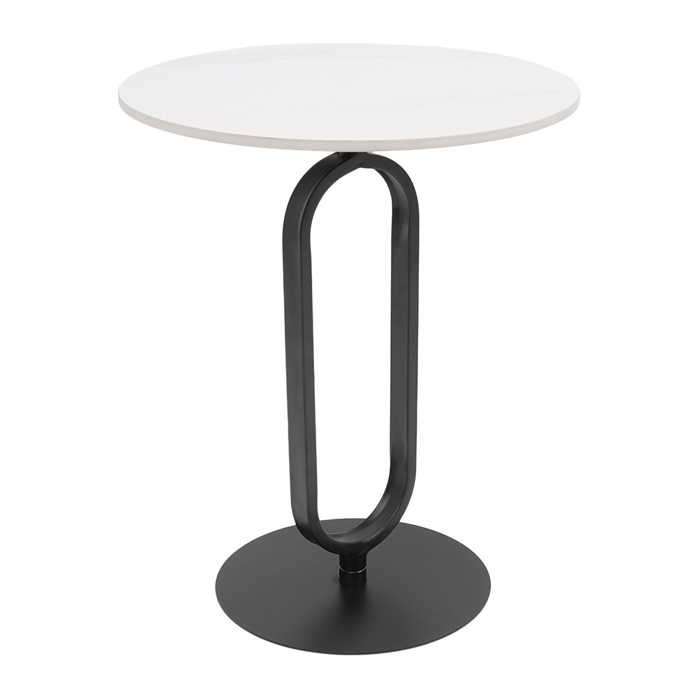 White+ Black Side Table Round Side Table Modern Coffee Table 21.65in Height