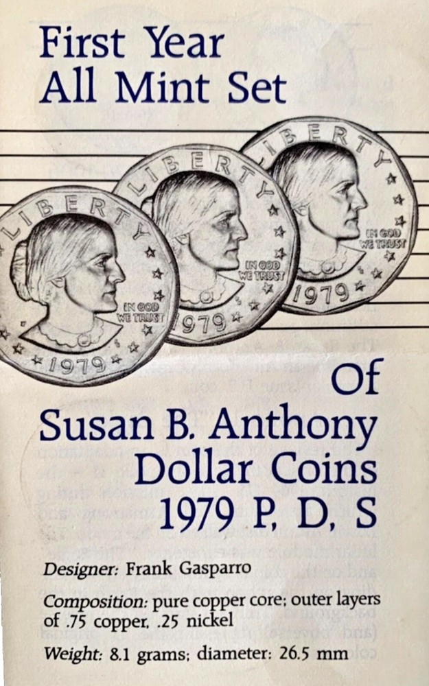 1979 Susan B Anthony Dollar First Year Set, P D & S, Uncirculated