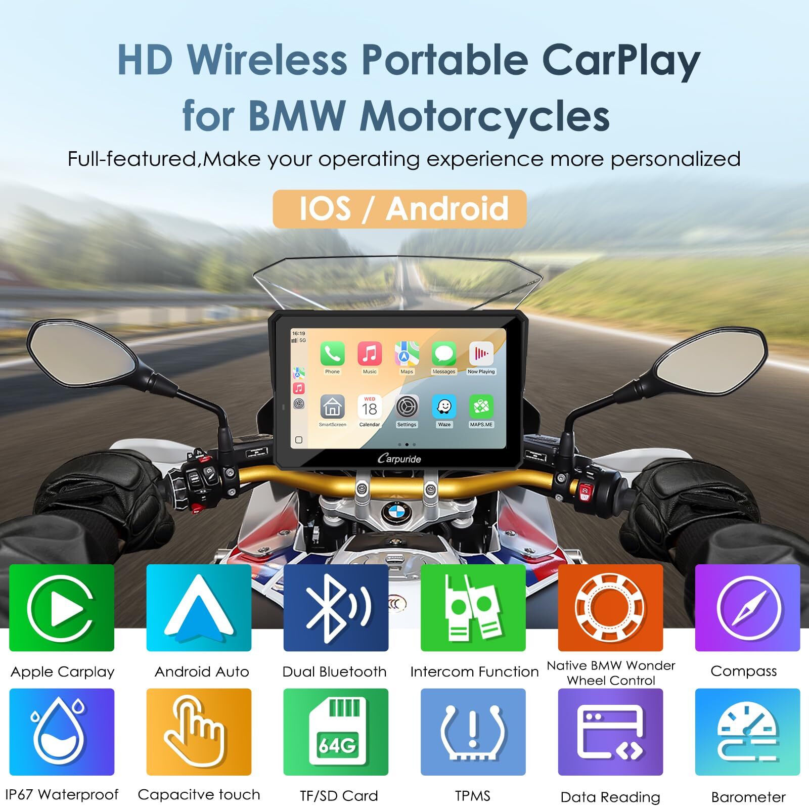 Carpuride W702BS Carplay Android Auto BMW Moto Stereo OEM Transmission Controlle