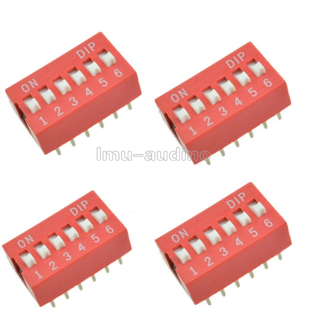 20PCS 2.54mm 6 Position Slide Type Switch Module 6-Bit DIP Red Pitch NEW