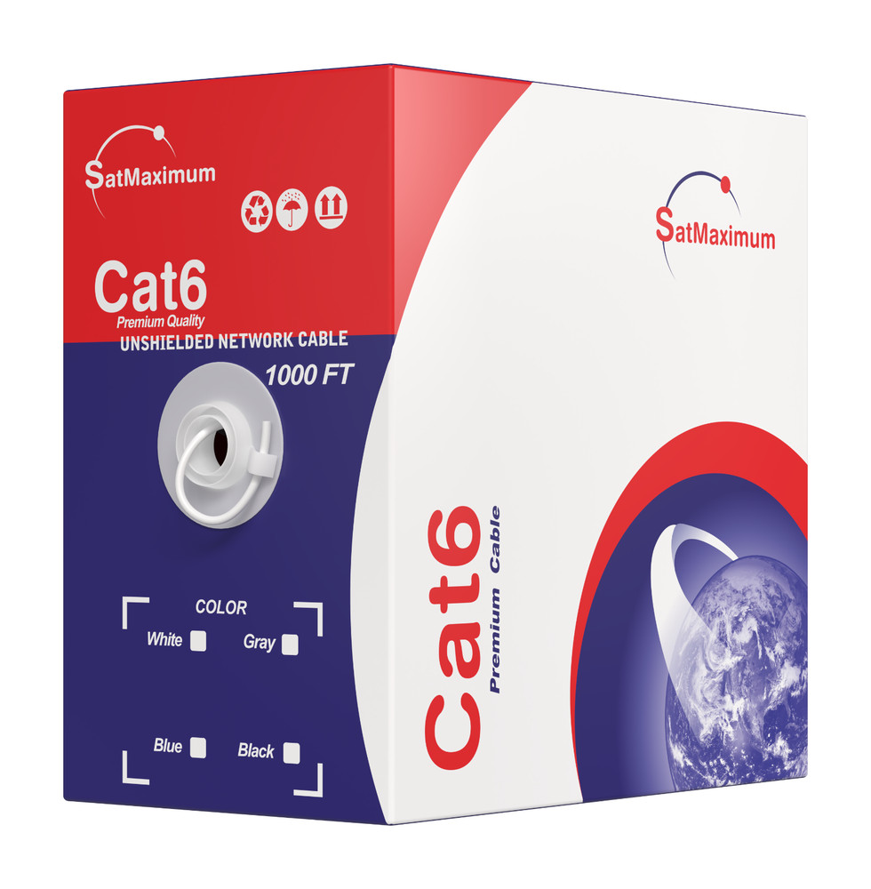 CAT6 Ethernet Cable 1000FT 23AWG CCA Network Solid Bulk Wire, Pull Box, White