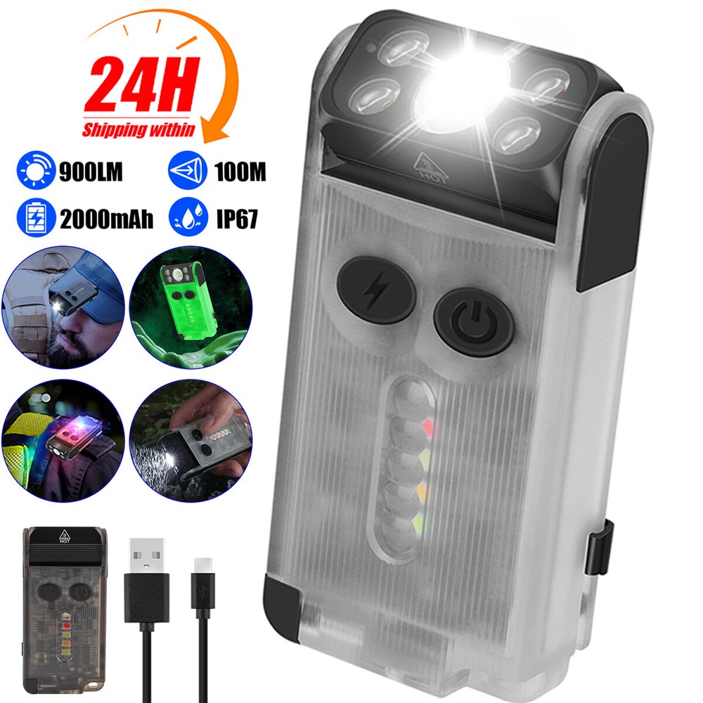 Keychain LED Flashlight Mini Light Rechargeable Torch USB Pocket EDC Lamp Work