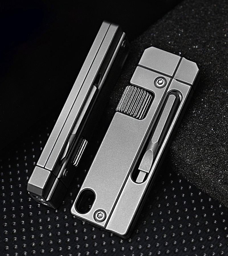 Titanium Mini Multi Tools Adjustable Wrench Pocket Pry Bar Crowbar Bits EDC Tool