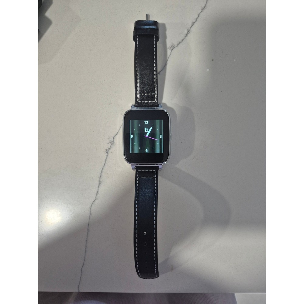 Beantech BIT S1 Smart Watch Black Leather Strap Silver Case Bluetooth i