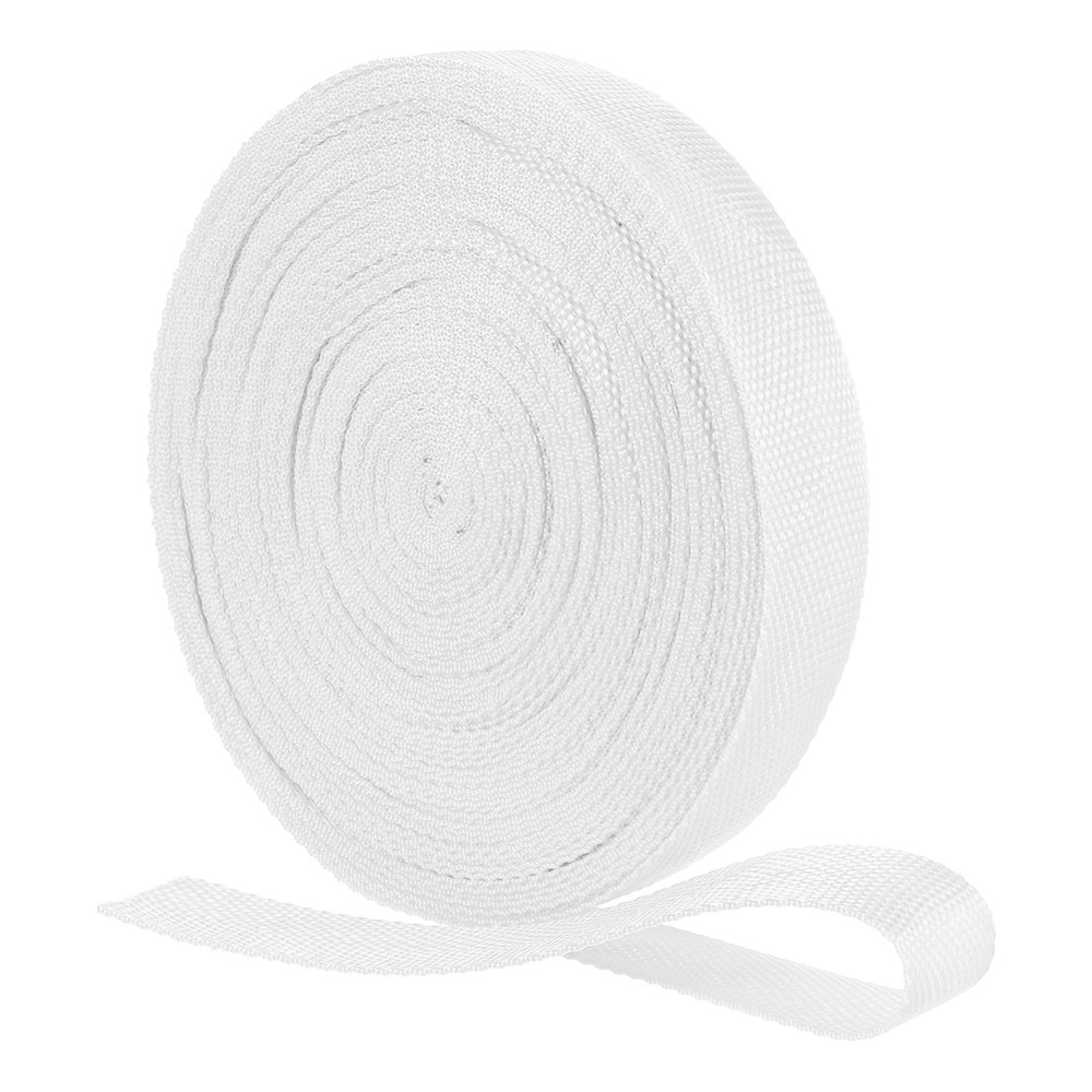 Nylon Webbing Strap, 22 Yards x 1-1/4" Polypropylene Flat Webbing Strap (White)